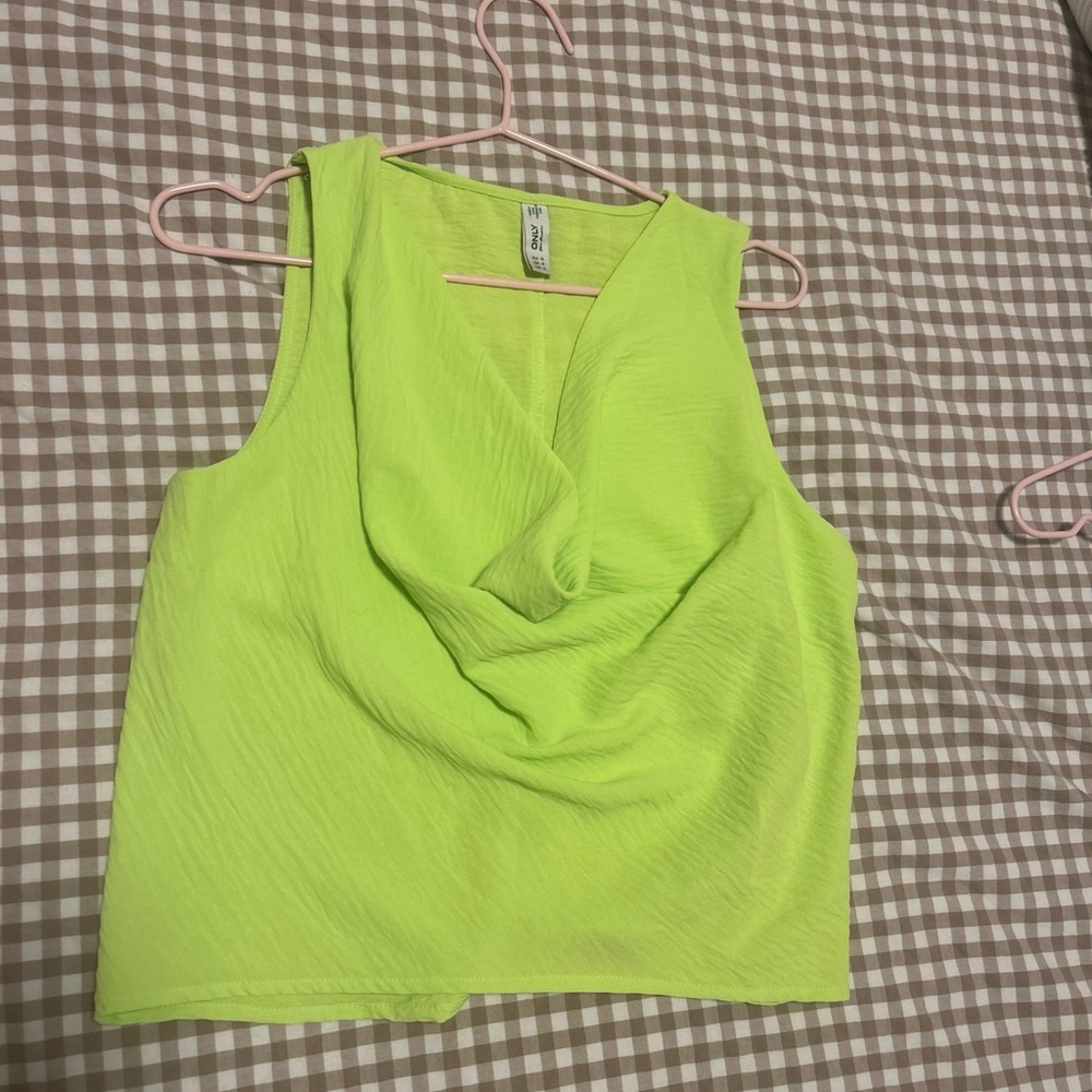 Only Lime Green Draped Tank Top